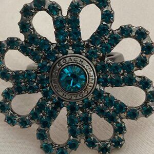 Rare Coach blue crystal flower ring - size 8